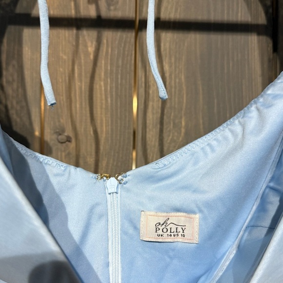 Oh Polly Blue Embellished Pearl Dress with Side Split - Picture 11 of 13